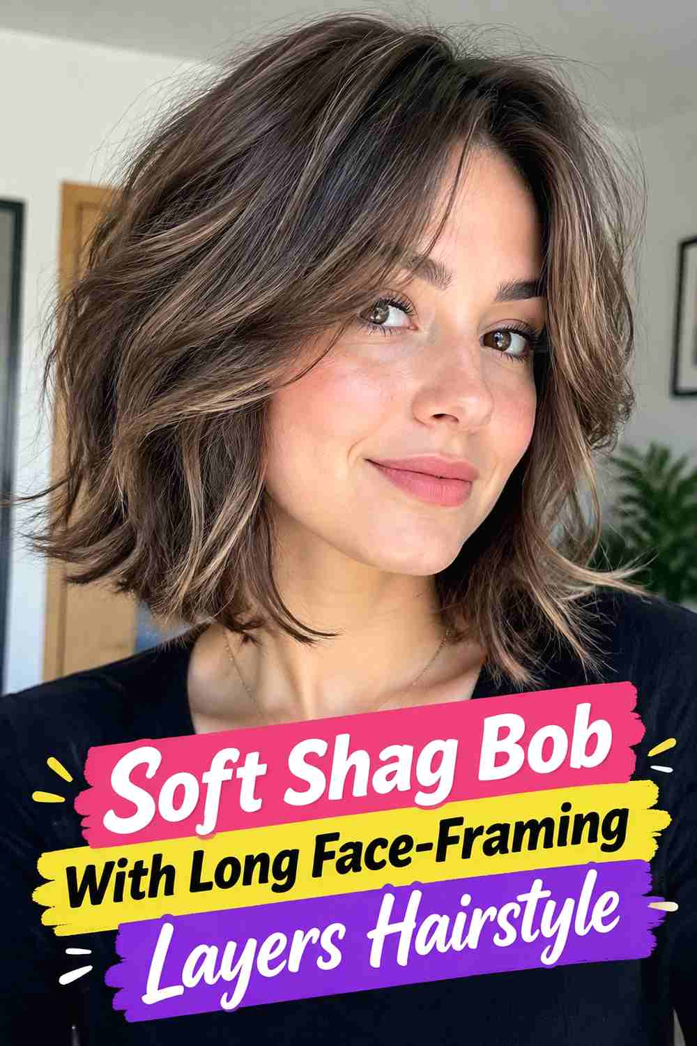 1. Soft Shag Bob With Long Face Framing Layers Hairstyle