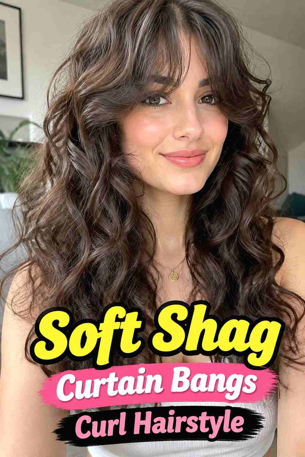 13. Soft Shag Curtain Bangs Curl Hairstyle