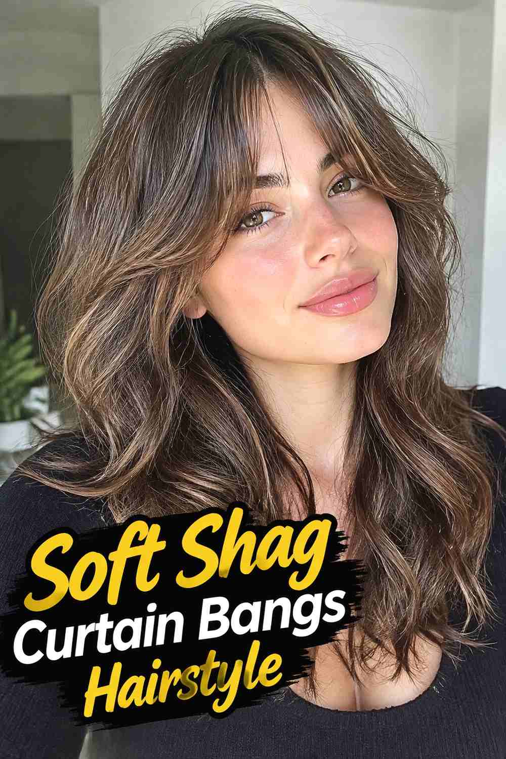 5. Soft Shag Curtain Bangs Hairstyle
