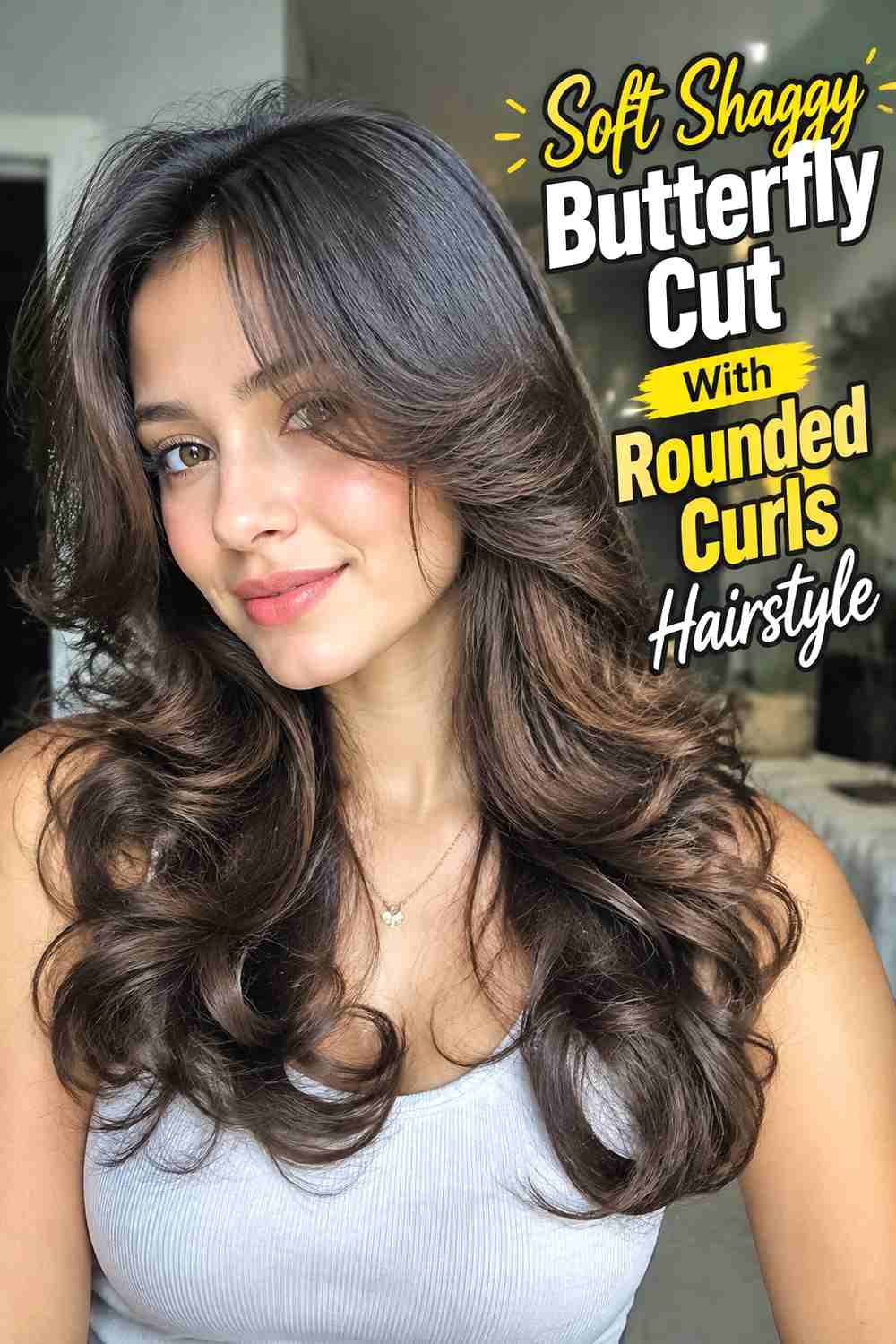 8. Soft Shaggy Butterfly Cut With Rounded Curls Hairstyle