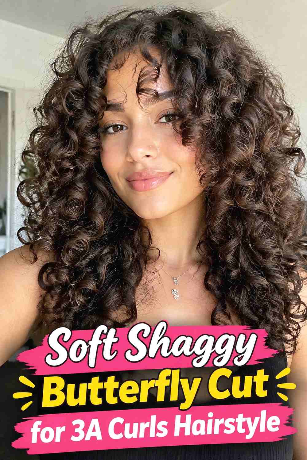 8. Soft Shaggy Butterfly Cut For 3a Curls Hairstyle