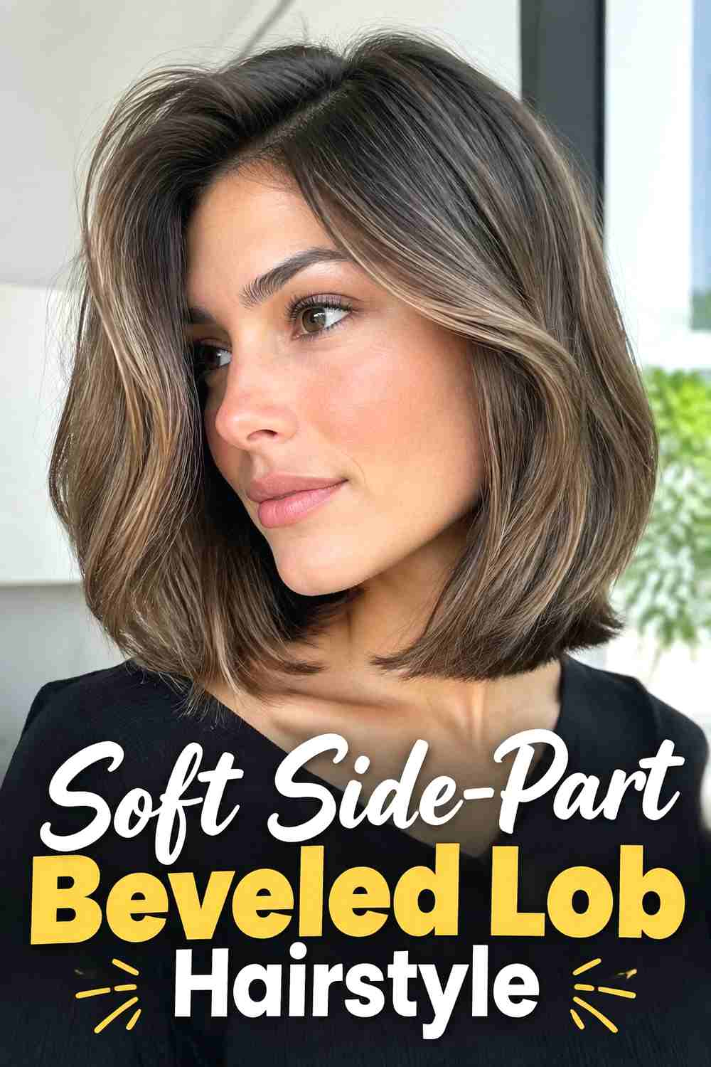 3. Soft Side Part Beveled Lob Hairstyle