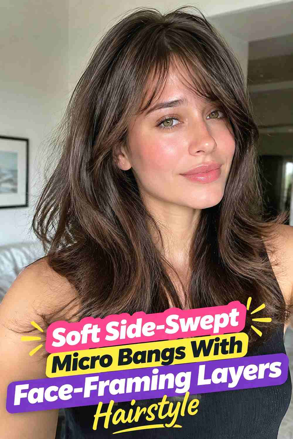 17. Soft Side Swept Micro Bangs With Face Framing Layers Hairstyle