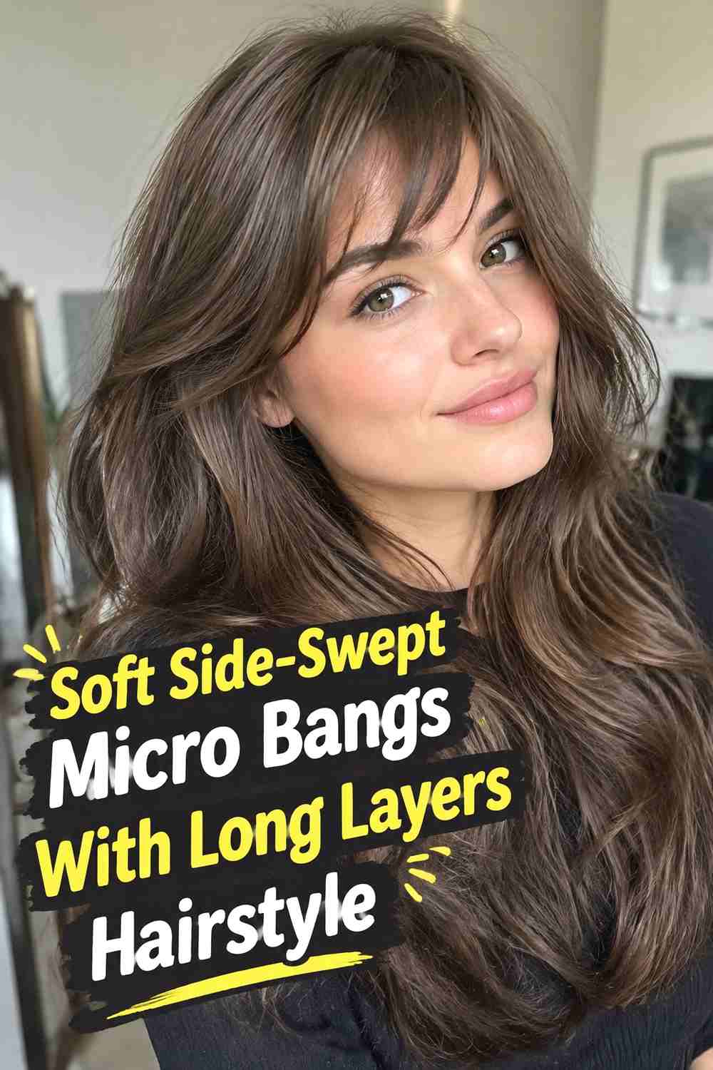 1. Soft Side Swept Micro Bangs With Long Layers Hairstyle
