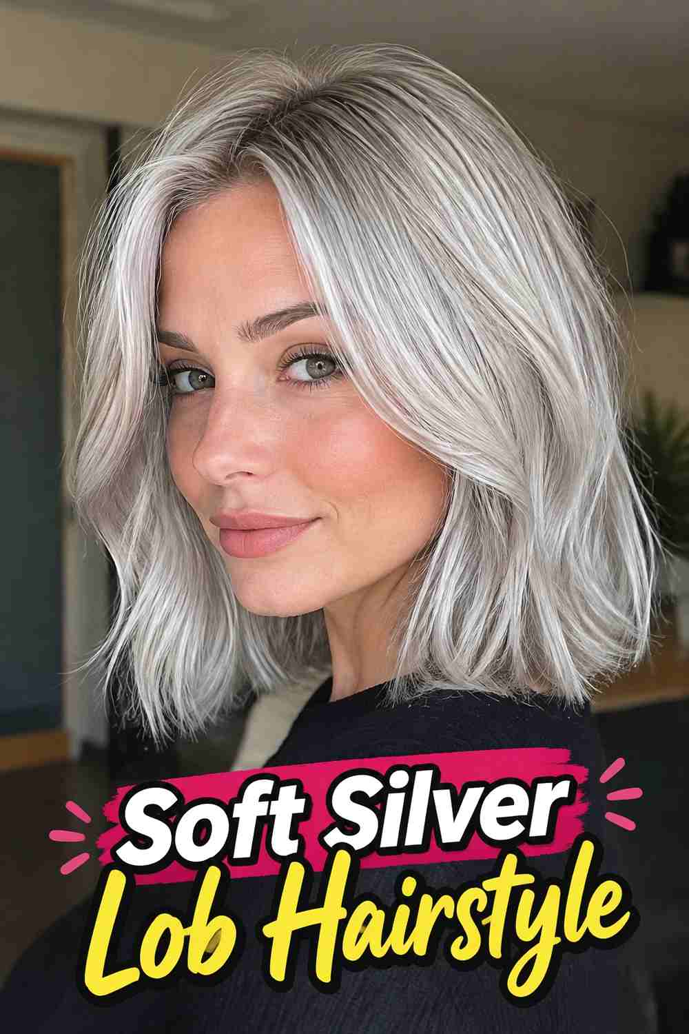 1. Soft Silver Lob Hairstyle