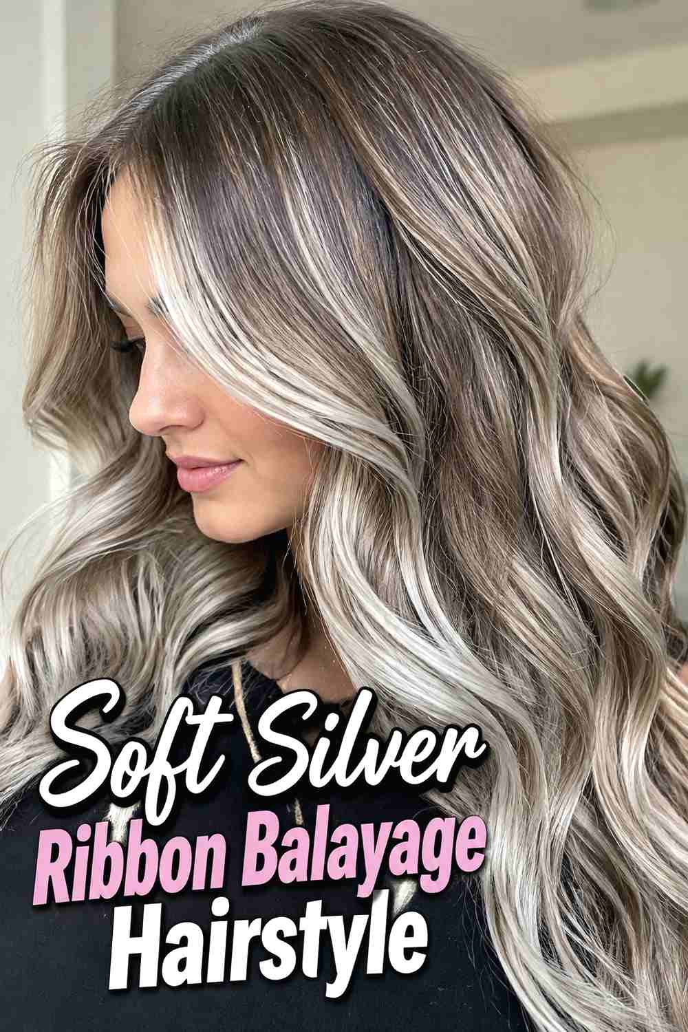 1. Soft Silver Ribbon Balayage Hairstyle