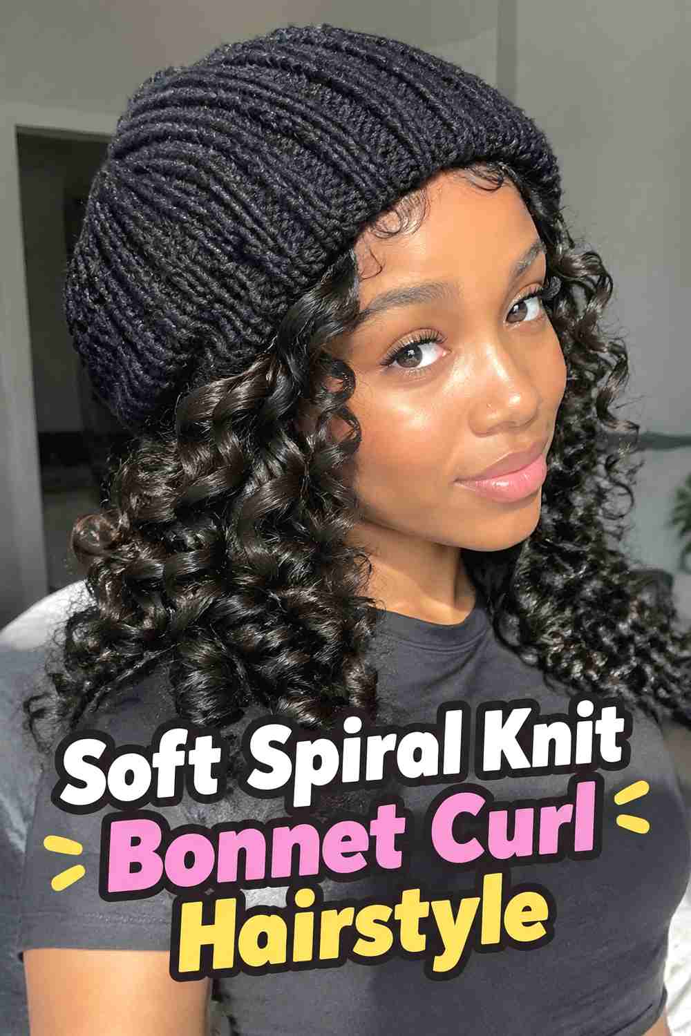 8. Soft Spiral Knit Bonnet Curl Hairstyle