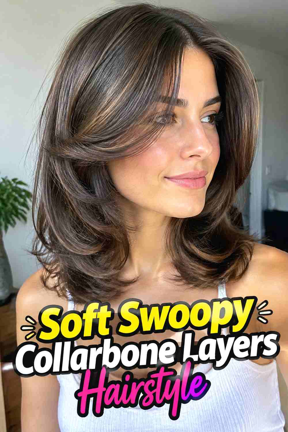 2. Soft Swoopy Collarbone Layers Hairstyle