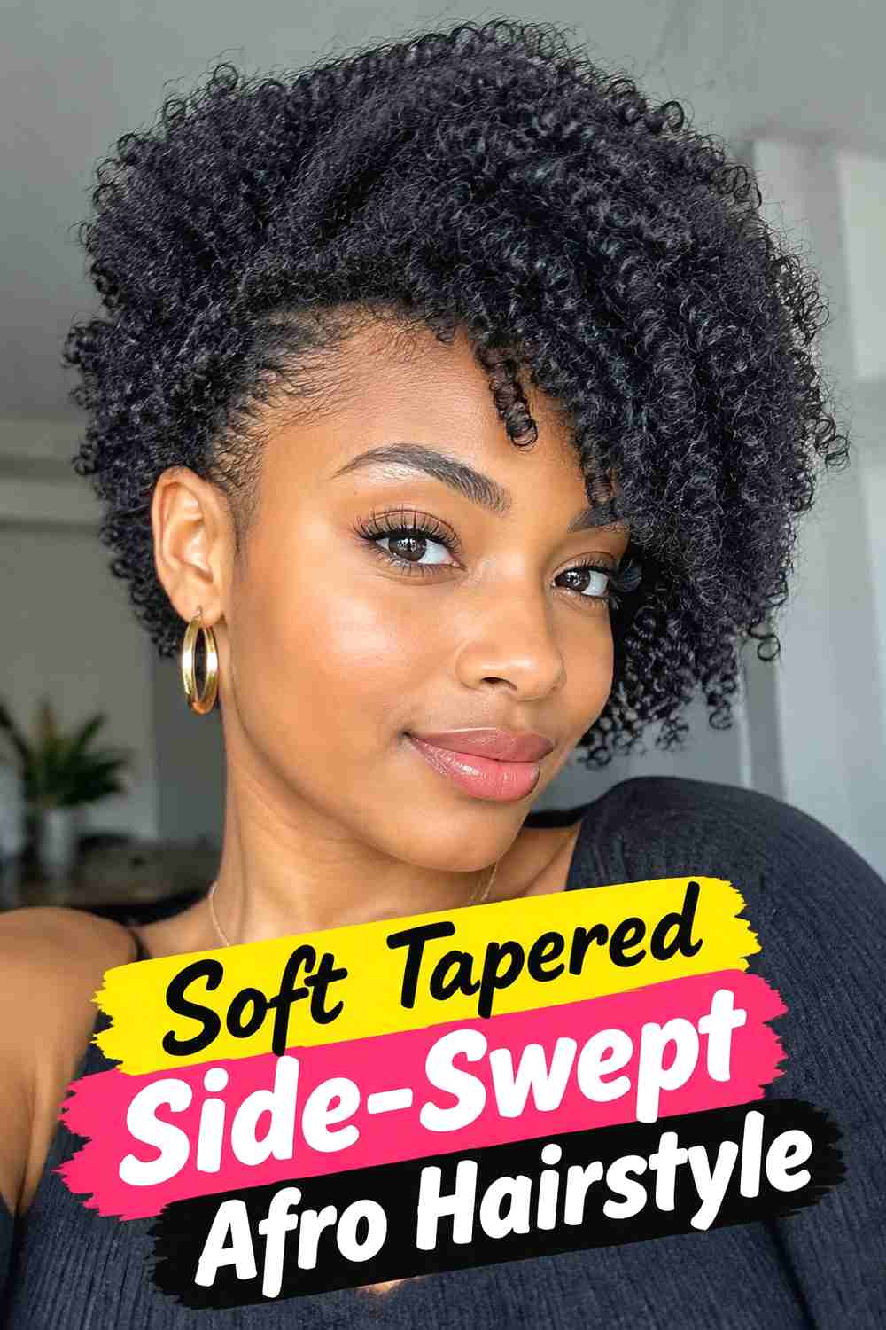 4. Soft Tapered Side Swept Afro Hairstyle