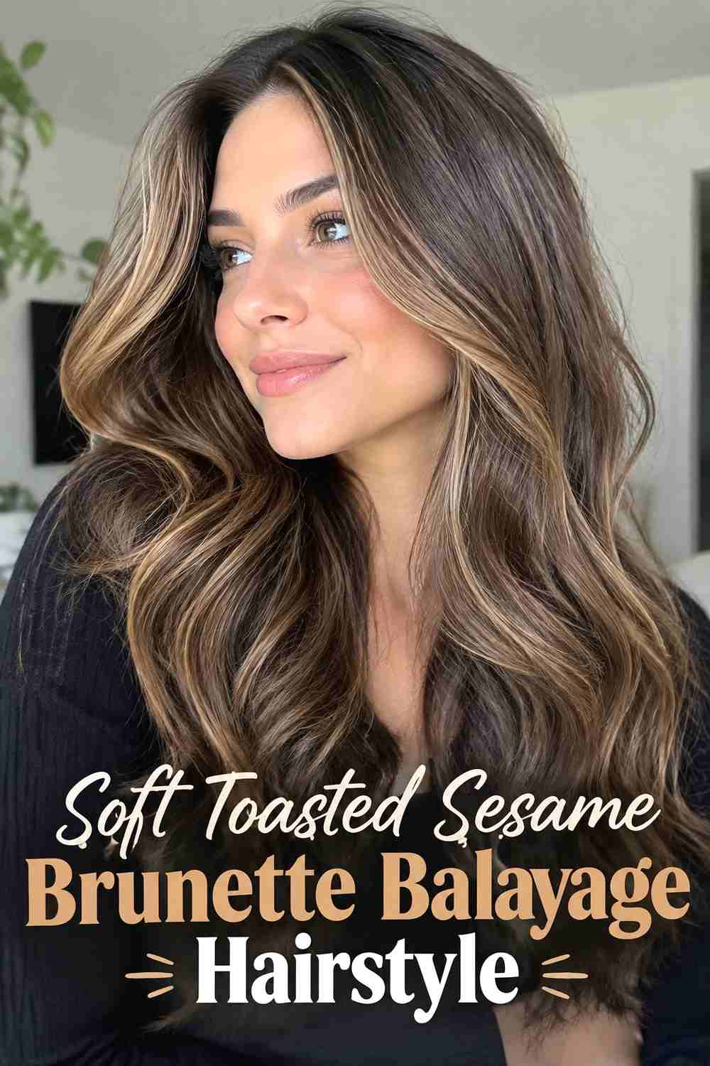 1. Soft Toasted Sesame Brunette Balayage Hairstyle