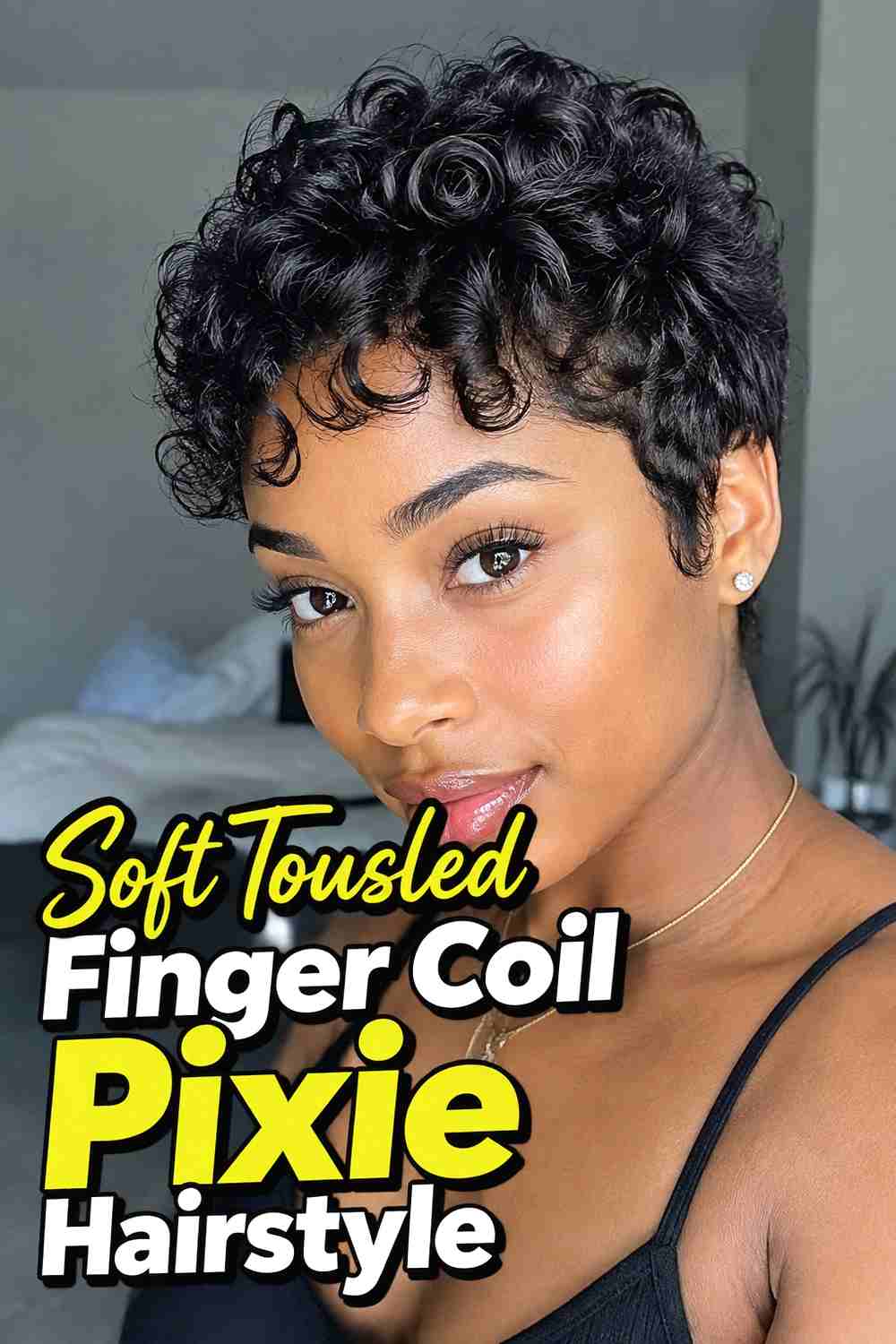 6. Soft Tousled Finger Coil Pixie Hairstyle