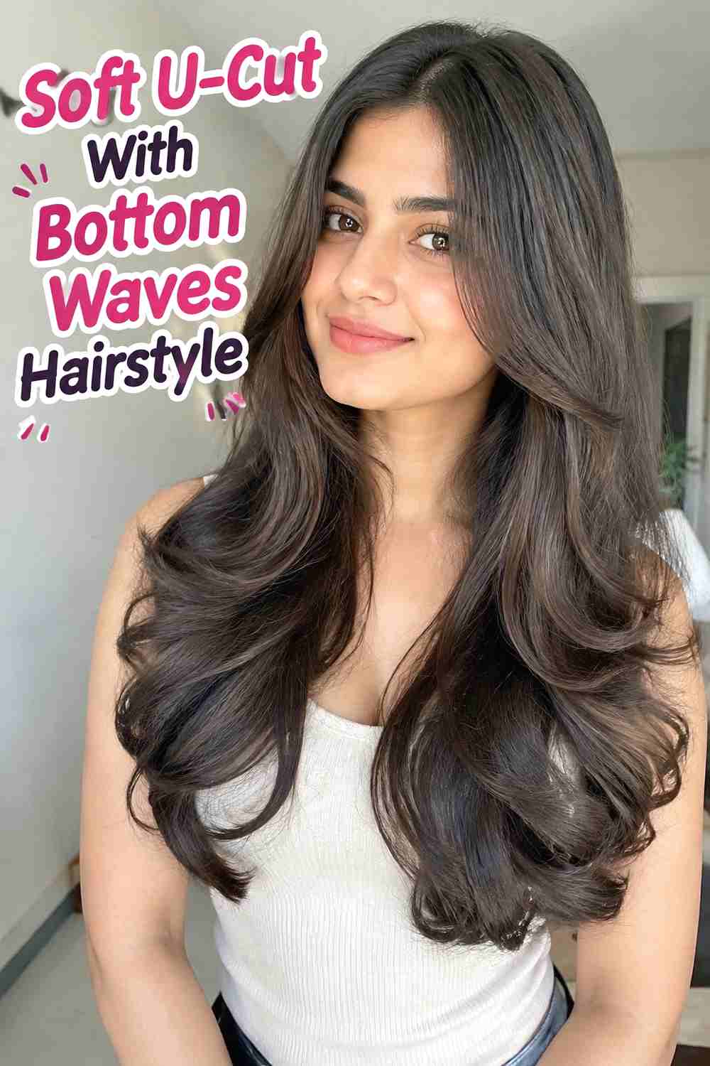 8. Soft U Cut With Bottom Waves Hairstyle