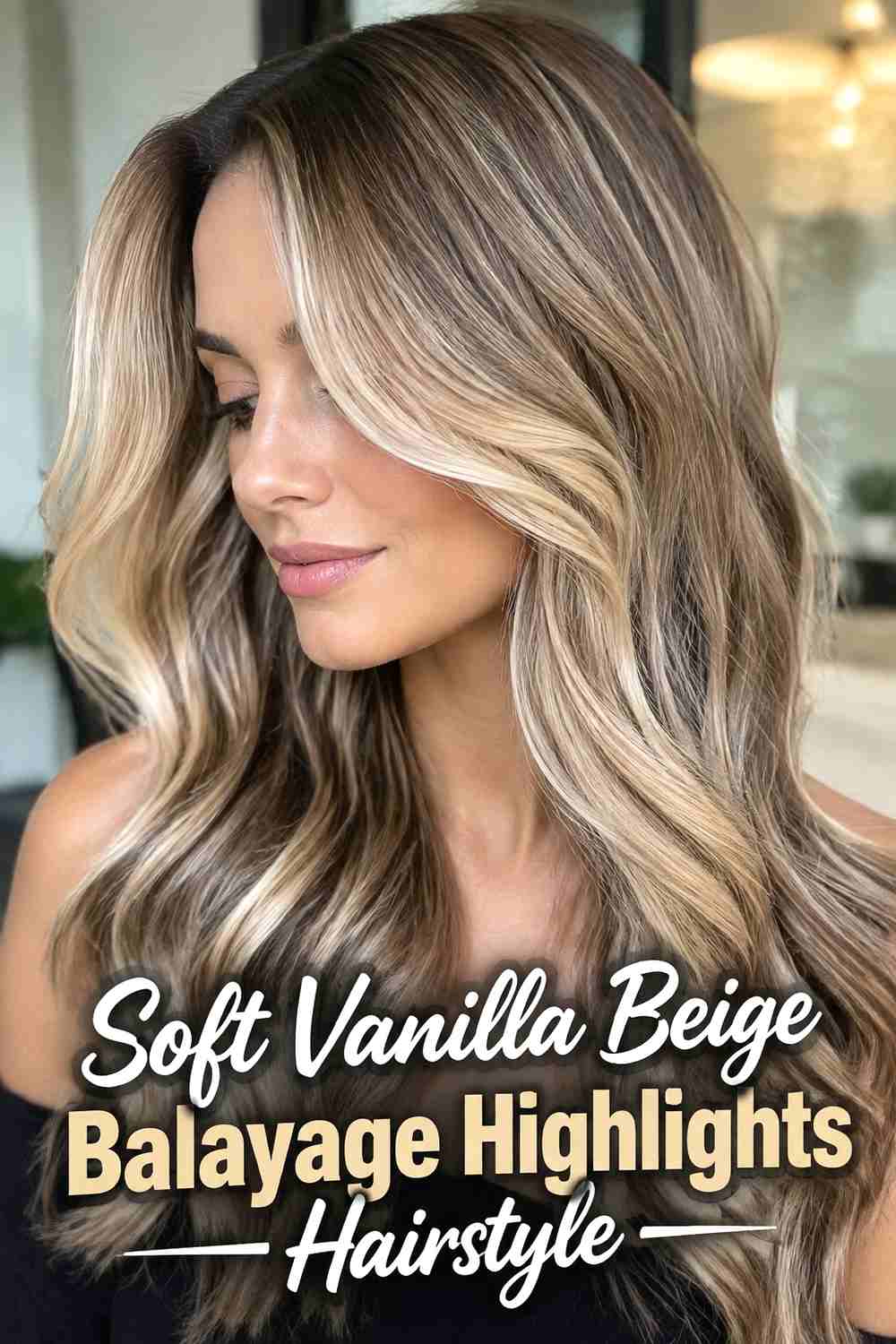 6. Soft Vanilla Beige Balayage Highlights Hairstyle