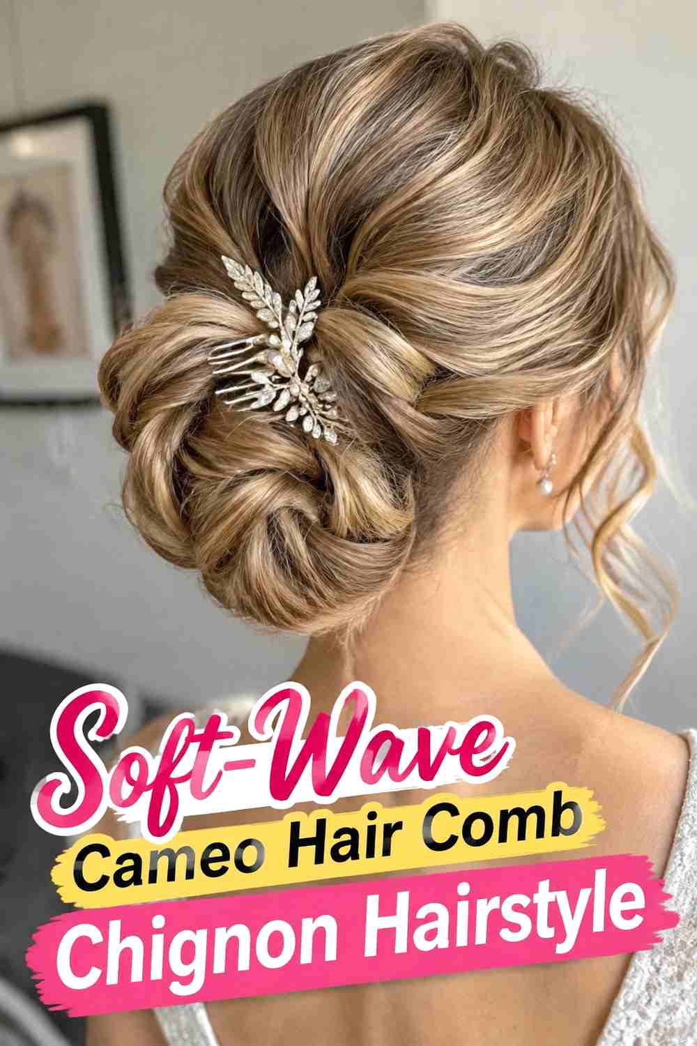 18. Soft Wave Cameo Hair Comb Chignon Hairstyle
