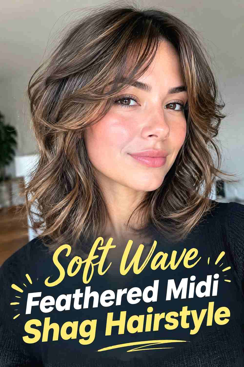 5. Soft Wave Feathered Midi Shag Hairstyle