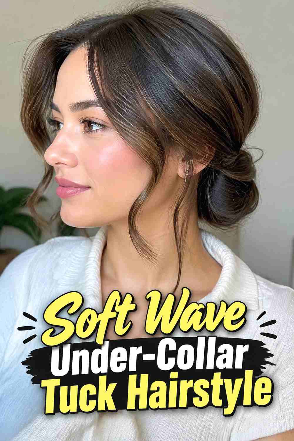 2. Soft Wave Under Collar Tuck Hairstyle