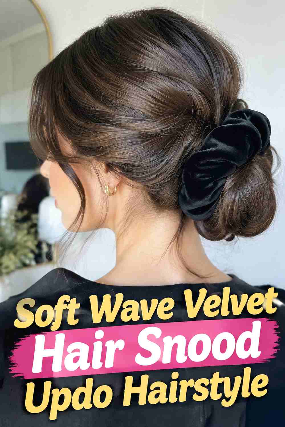 12. Soft Wave Velvet Hair Snood Updo Hairstyle