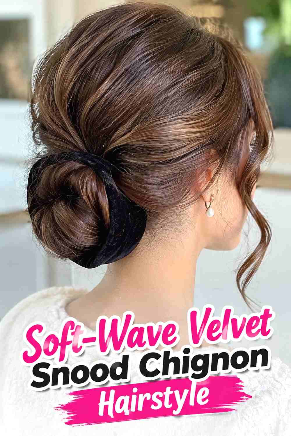 11. Soft Wave Velvet Snood Chignon Hairstyle