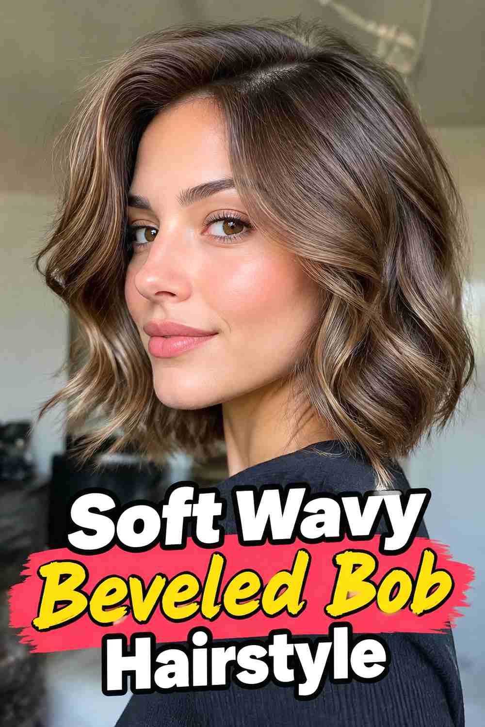 12. Soft Wavy Beveled Bob Hairstyle