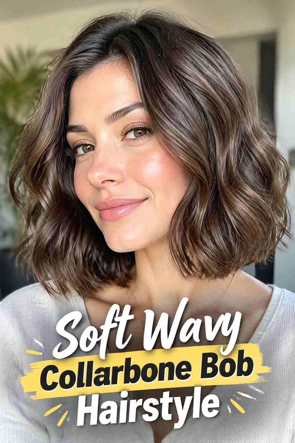 14. Soft Wavy Collarbone Bob Hairstyle