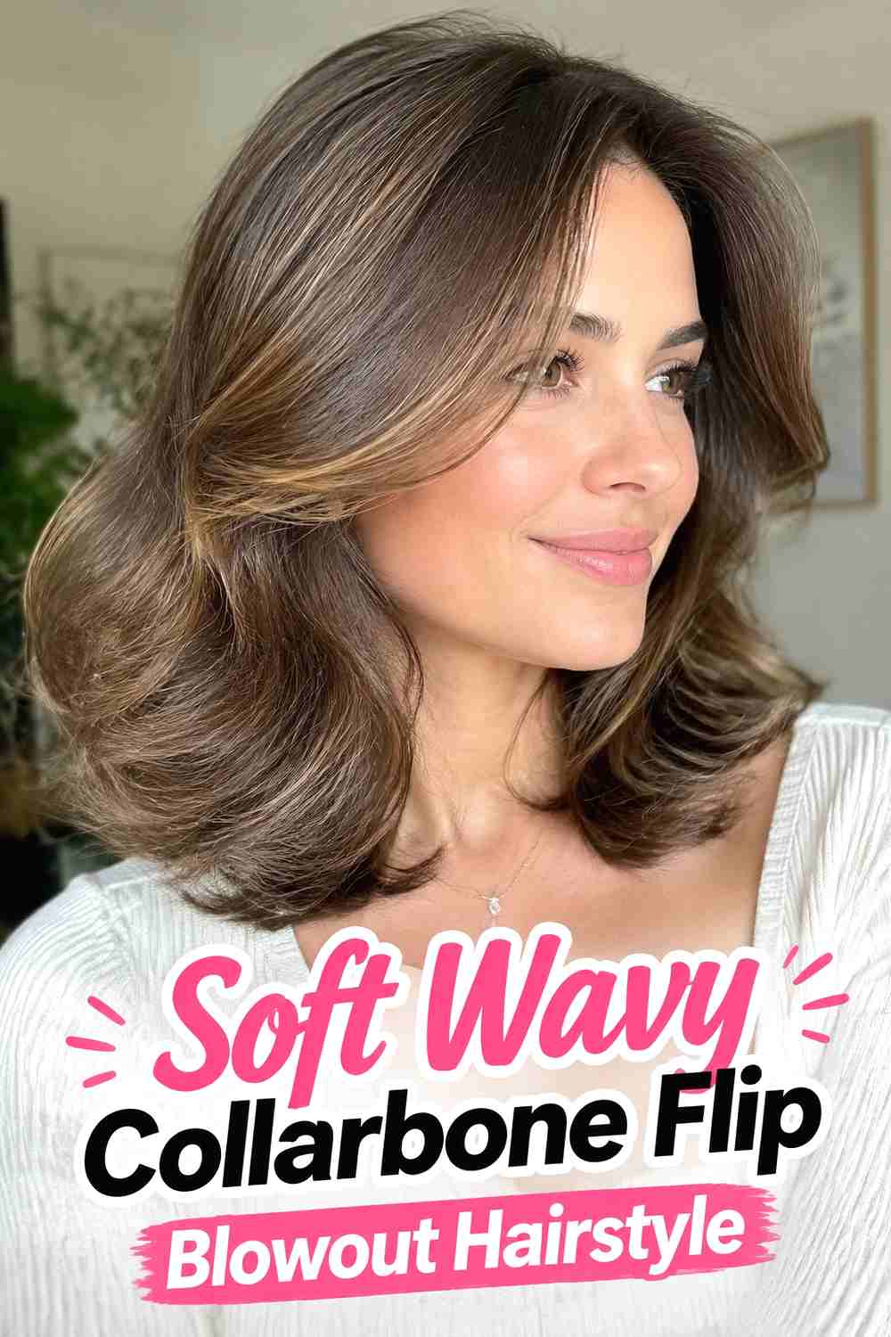 12. Soft Wavy Collarbone Flip Blowout Hairstyle
