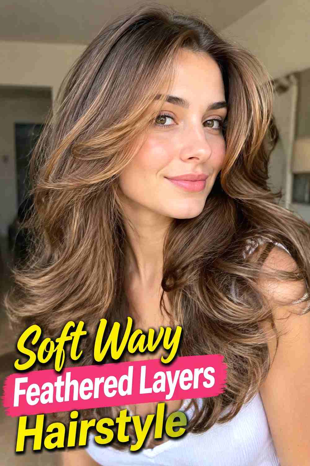 11. Soft Wavy Feathered Layers Hairstyle
