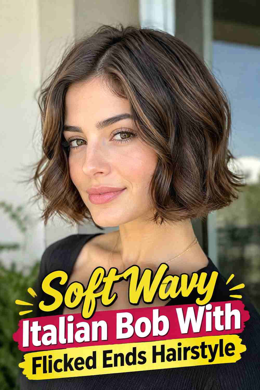 5. Soft Wavy Italian Bob With Flicked Ends Hairstyle