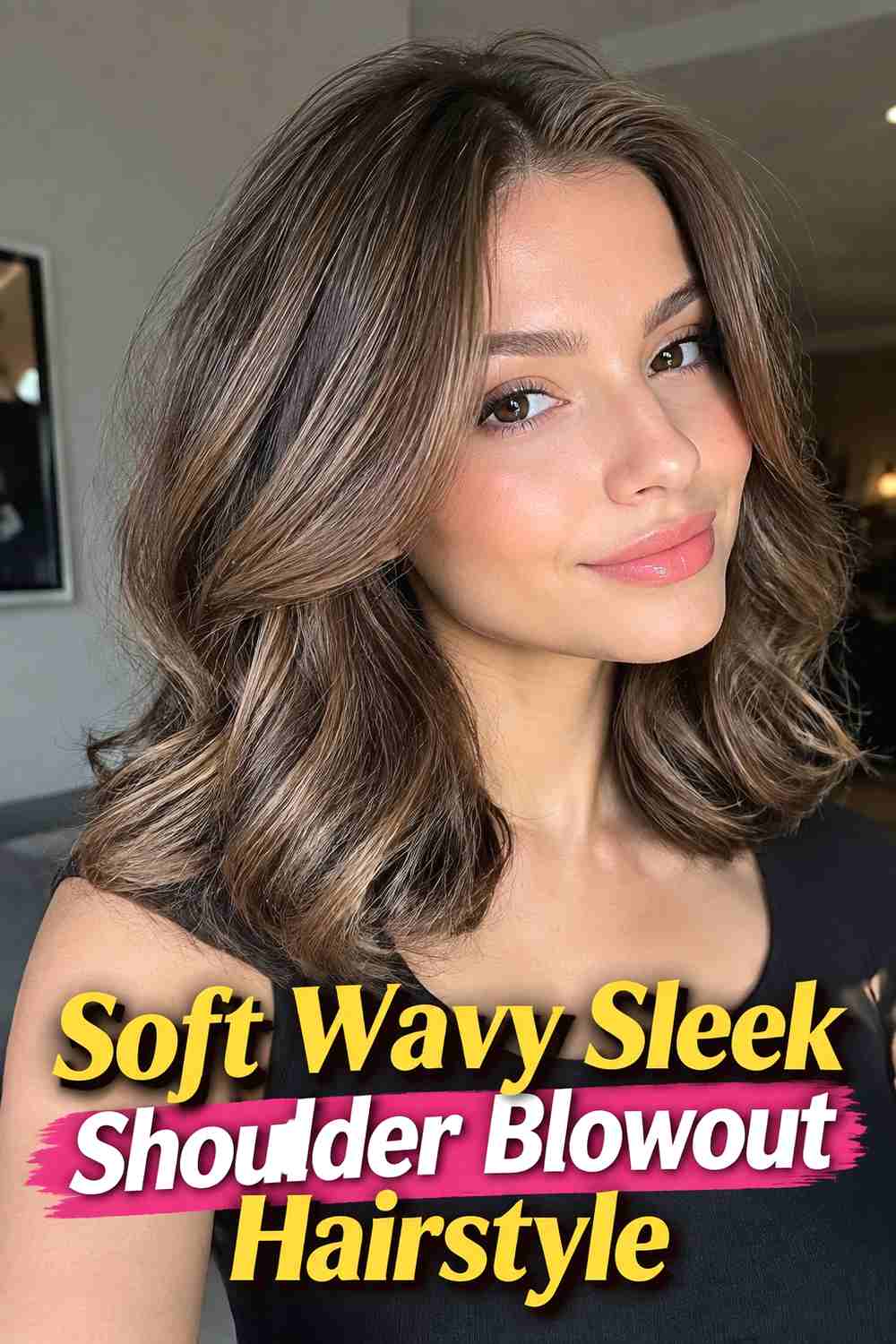19. Soft Wavy Sleek Shoulder Blowout Hairstyle