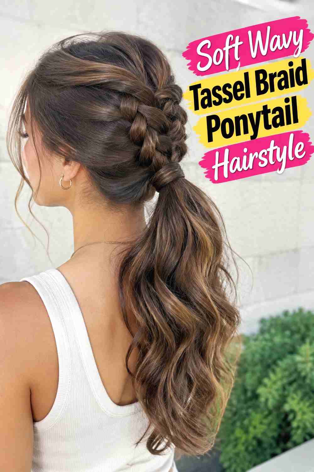6. Soft Wavy Tassel Braid Ponytail Hairstyle