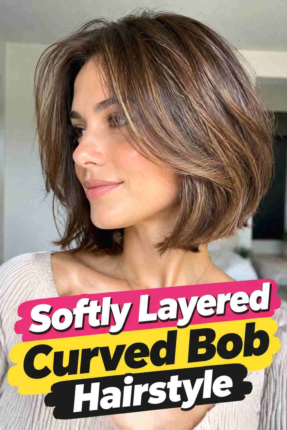 16. Softly Layered Curved Bob Hairstyle