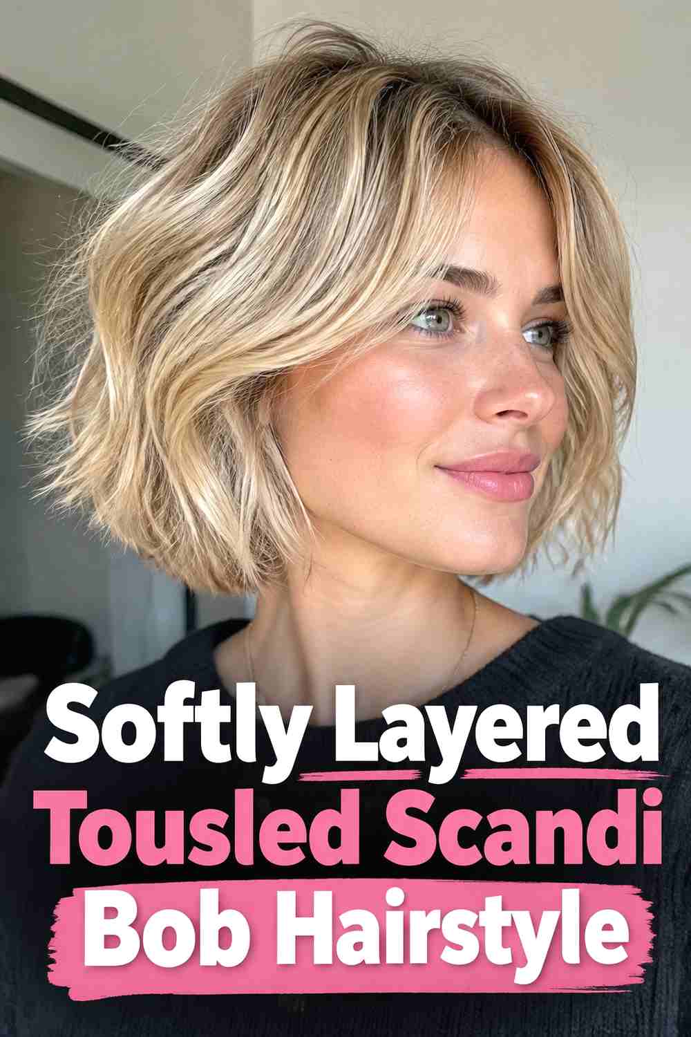 14. Softly Layered Tousled Scandi Bob Hairstyle