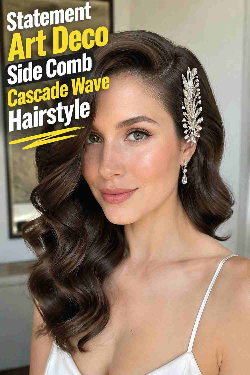 13. Statement Art Deco Side Comb Cascade Wave Hairstyle