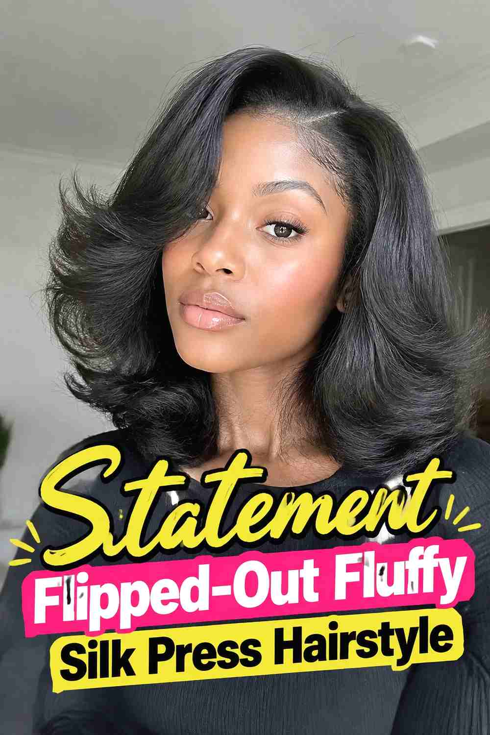 20. Statement Flipped Out Fluffy Silk Press Hairstyle