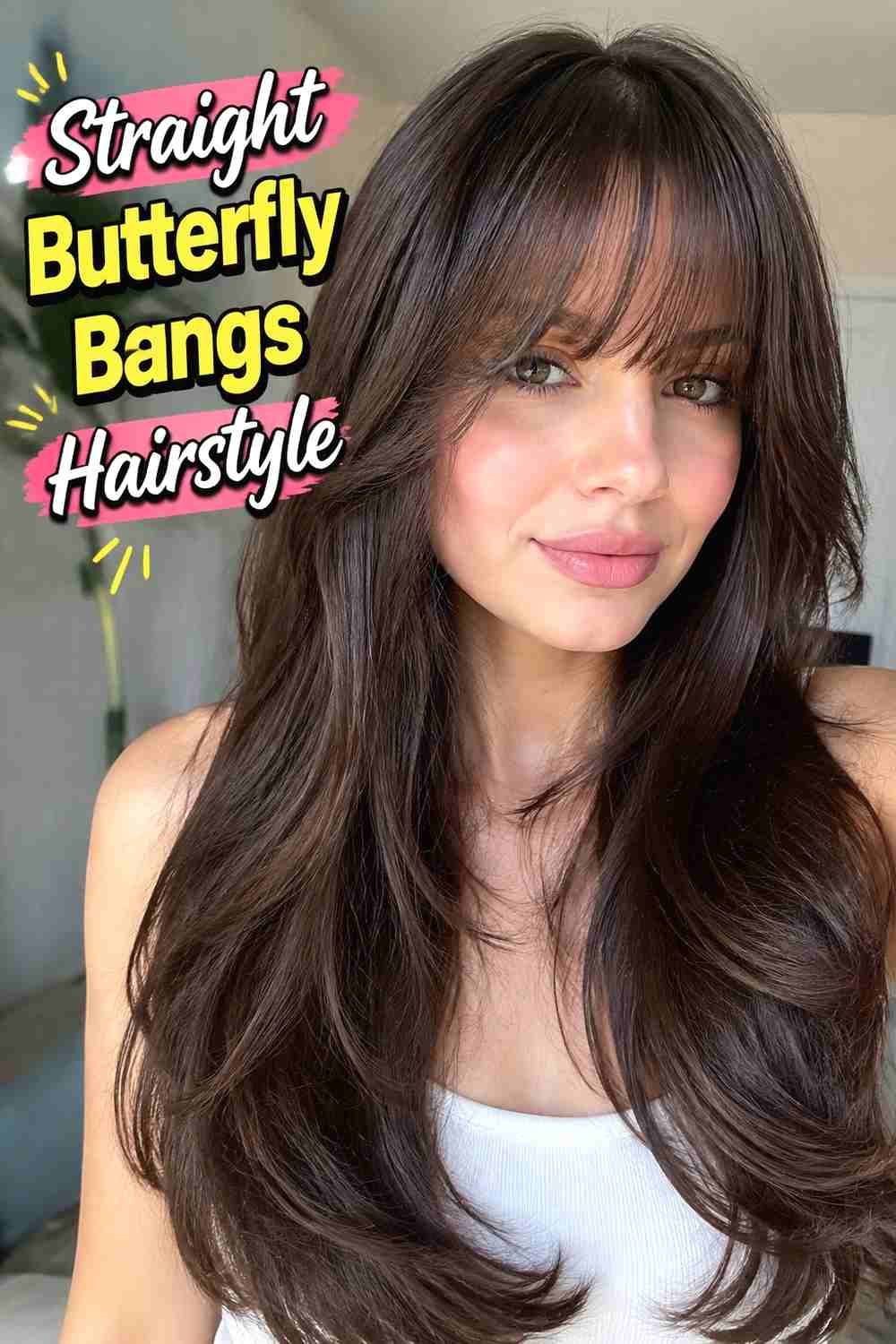 8. Straight Butterfly Bangs Hairstyle