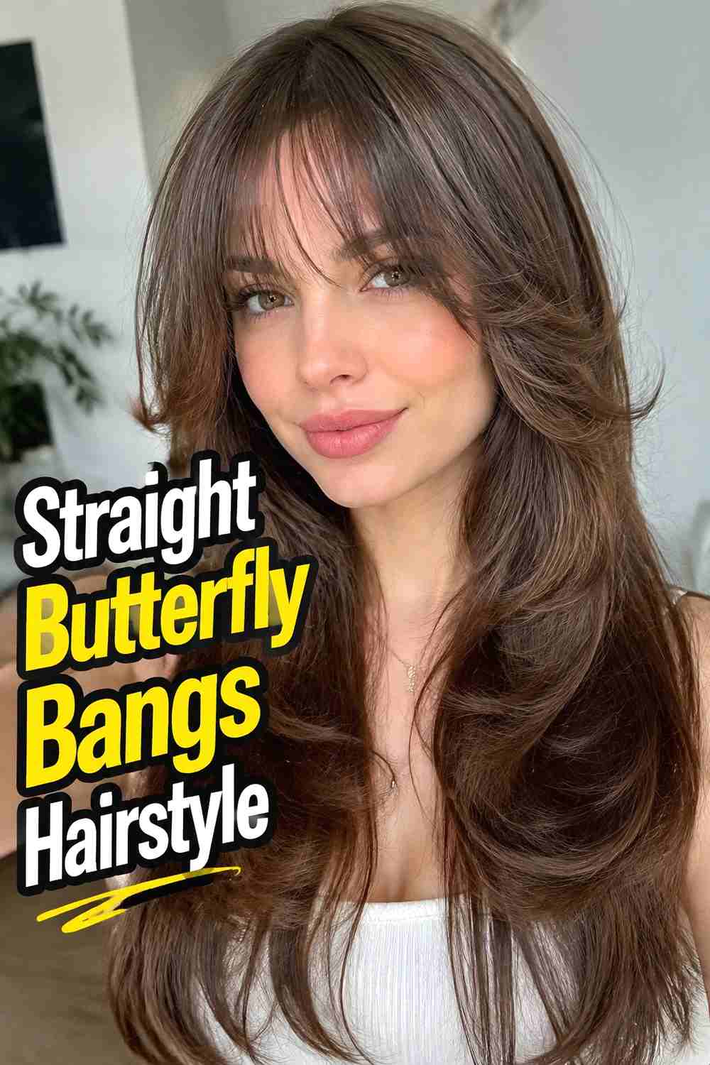 5. Straight Butterfly Bangs Hairstyle