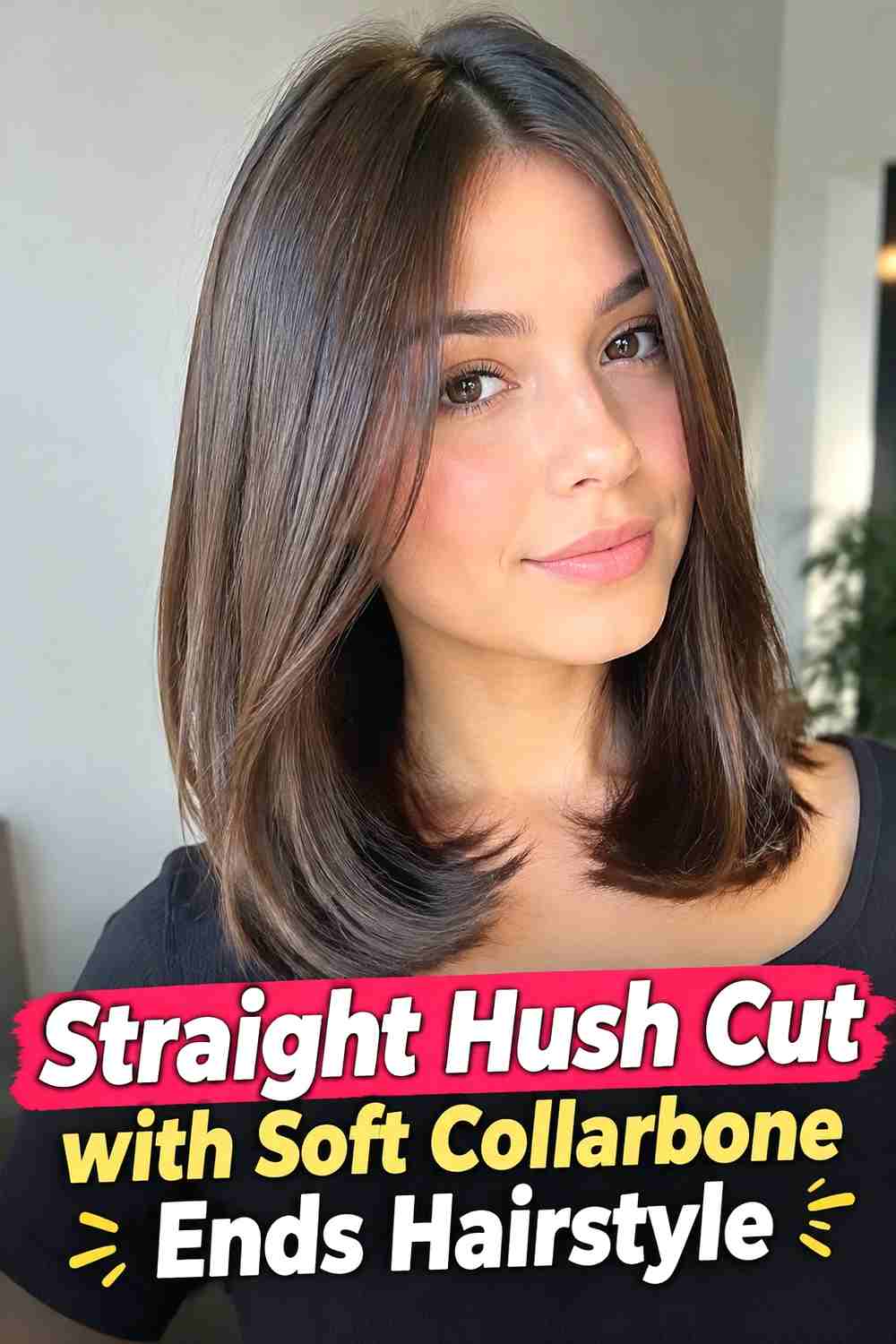 7. Straight Hush Cut With Soft Collarbone Ends Hairstyle