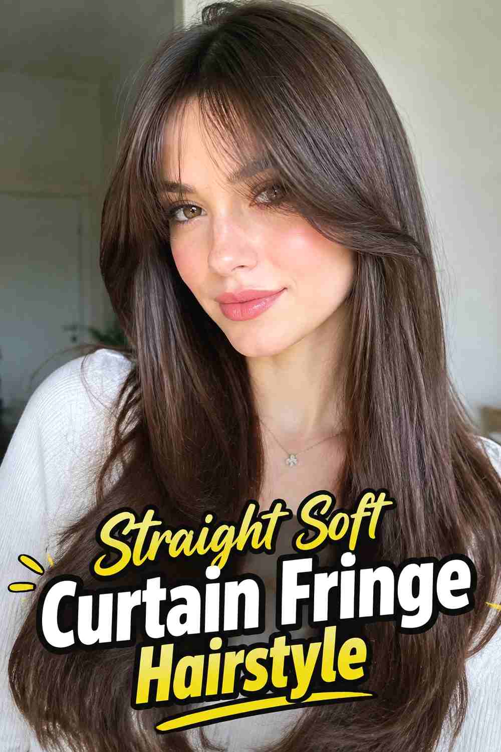 7. Straight Soft Curtain Fringe Hairstyle