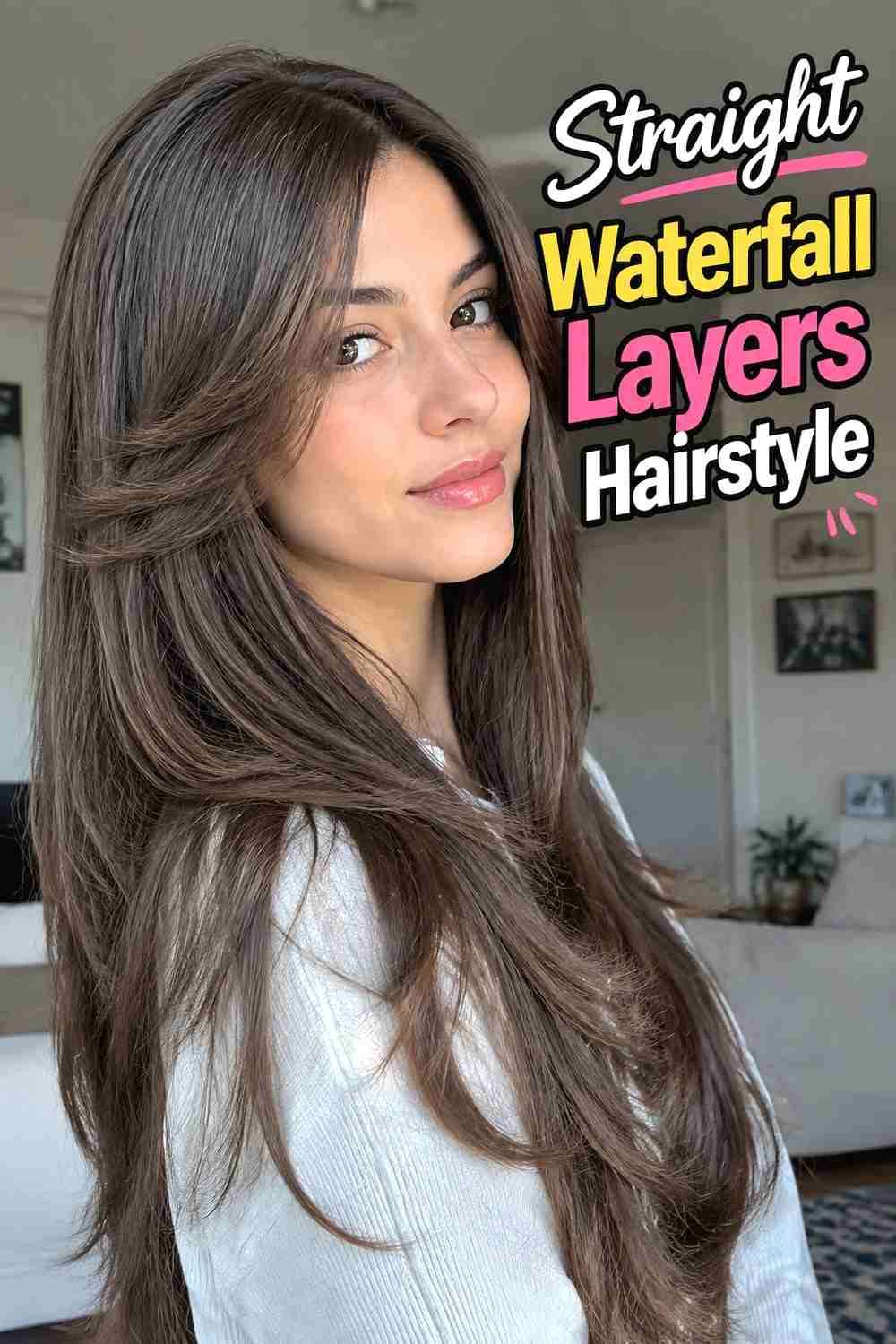 8. Straight Waterfall Layers Hairstyle