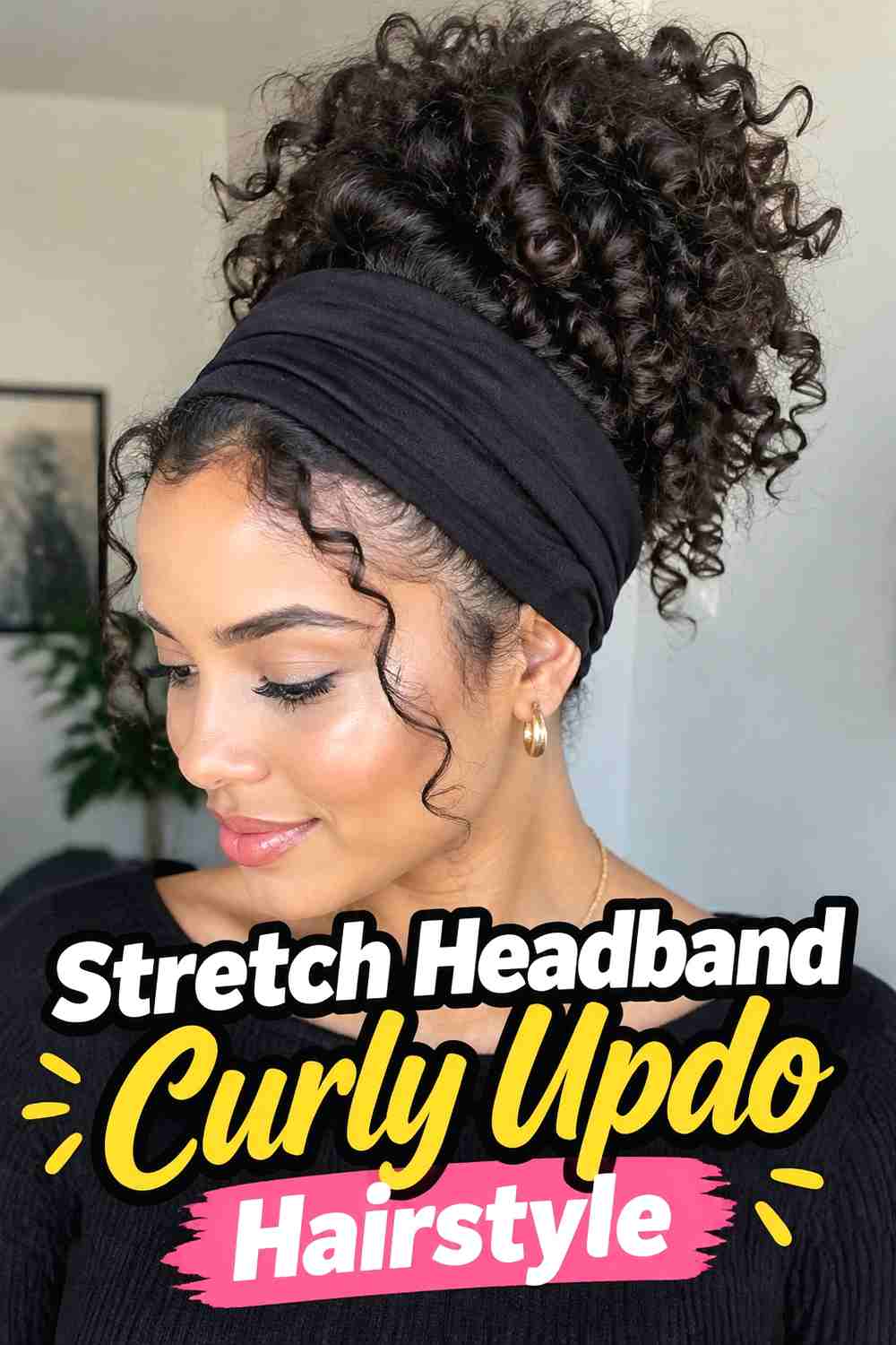 11. Stretch Headband Curly Updo Hairstyle