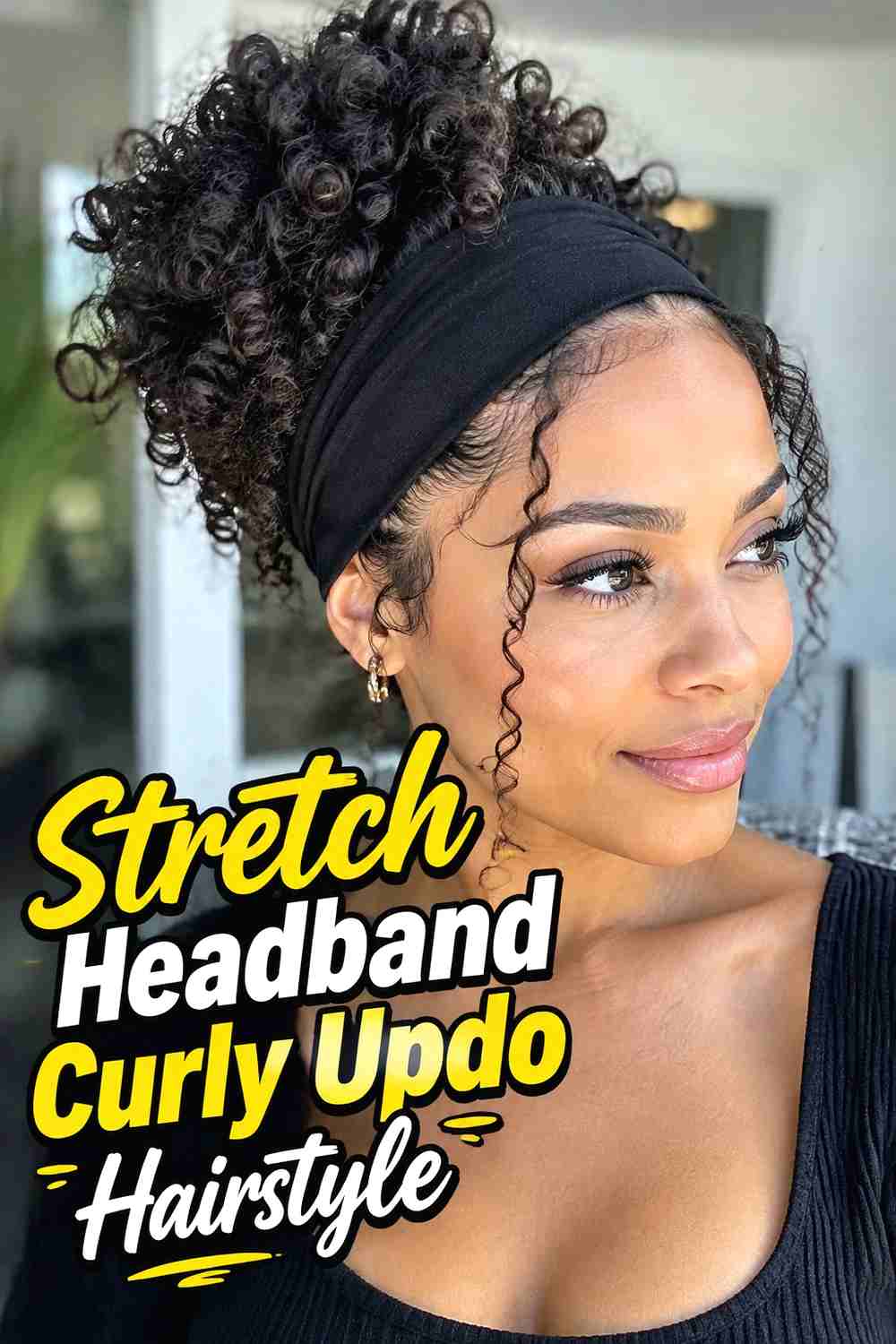 12. Stretch Headband Curly Updo Hairstyle