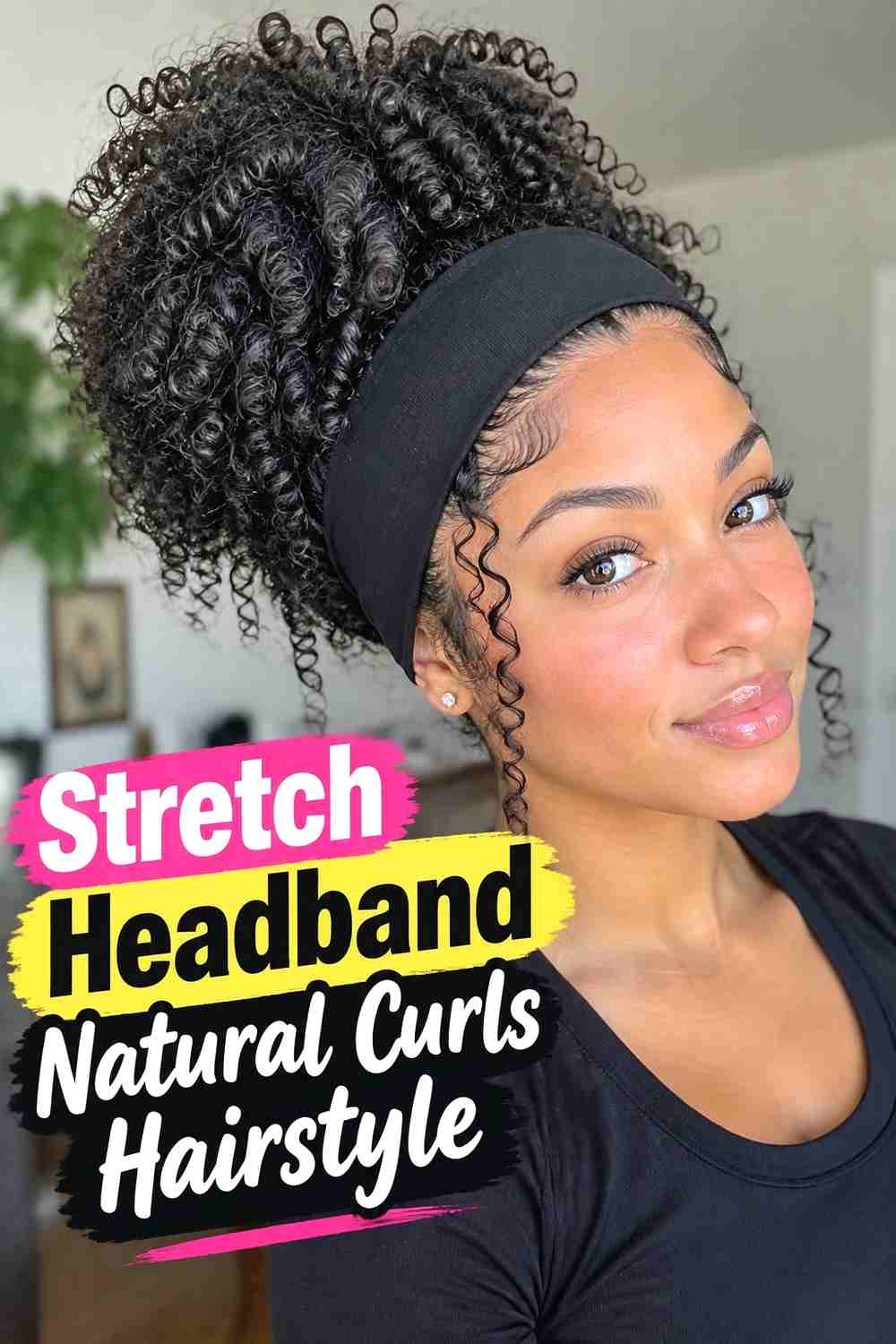 2. Stretch Headband Natural Curls Hairstyle