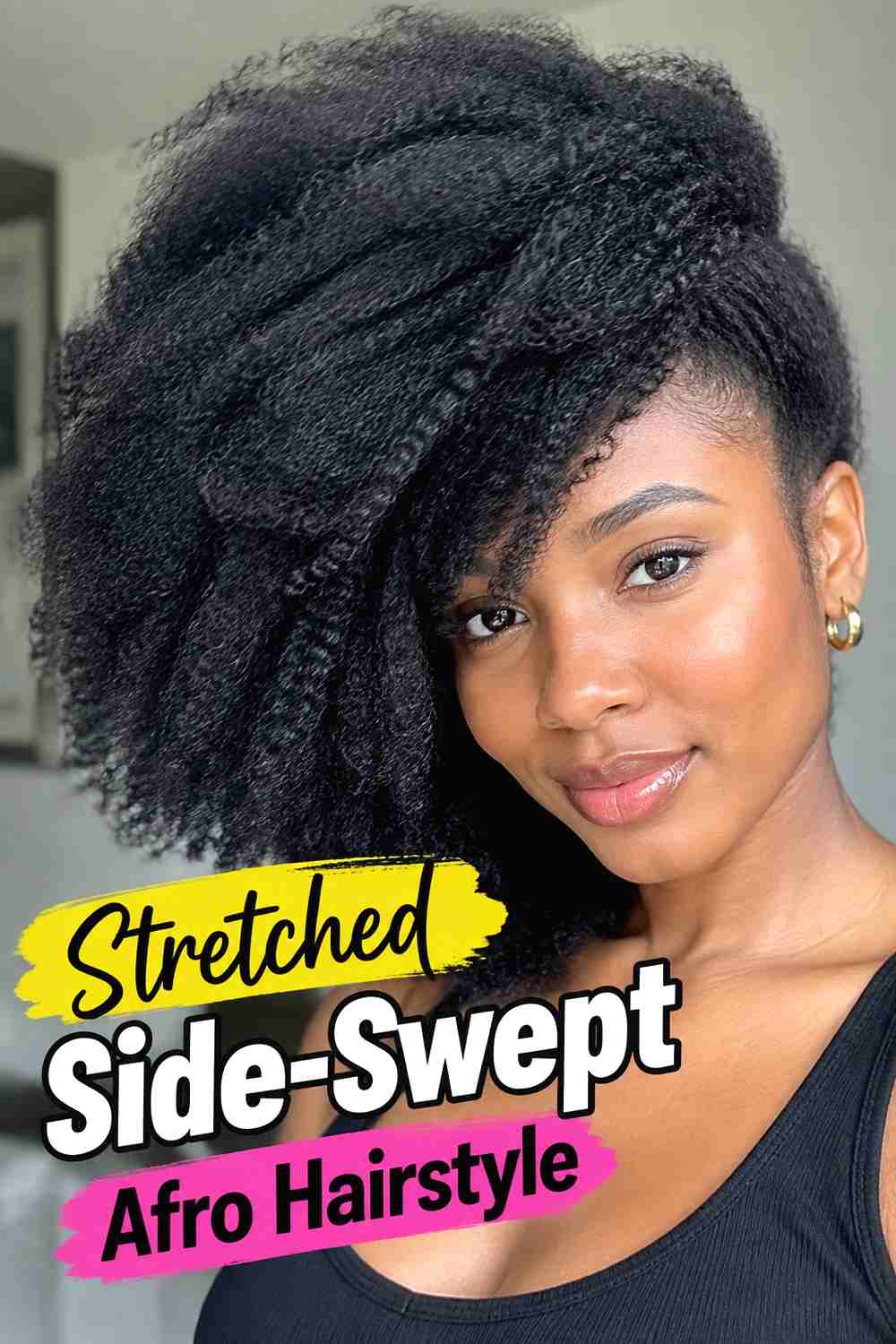 8. Stretched Side Swept Afro Hairstyle