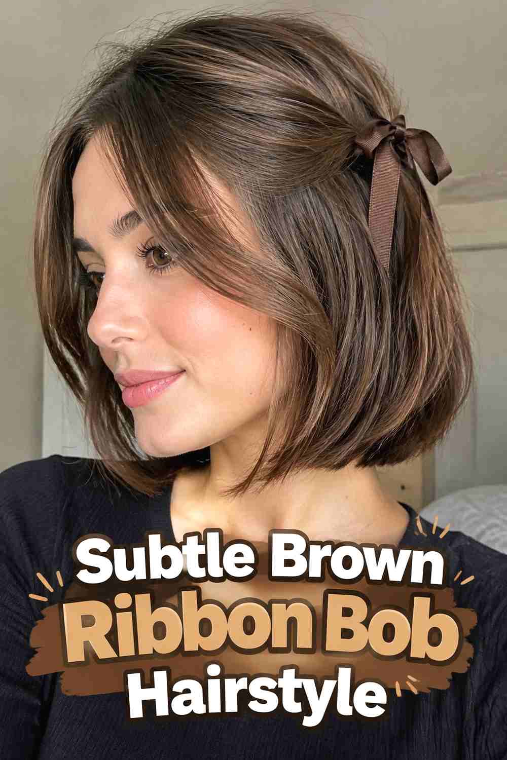 13. Subtle Brown Ribbon Bob Hairstyle
