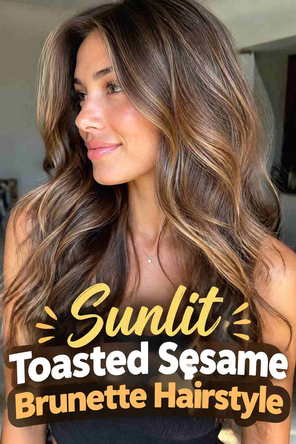 13. Sunlit Toasted Sesame Brunette Hairstyle