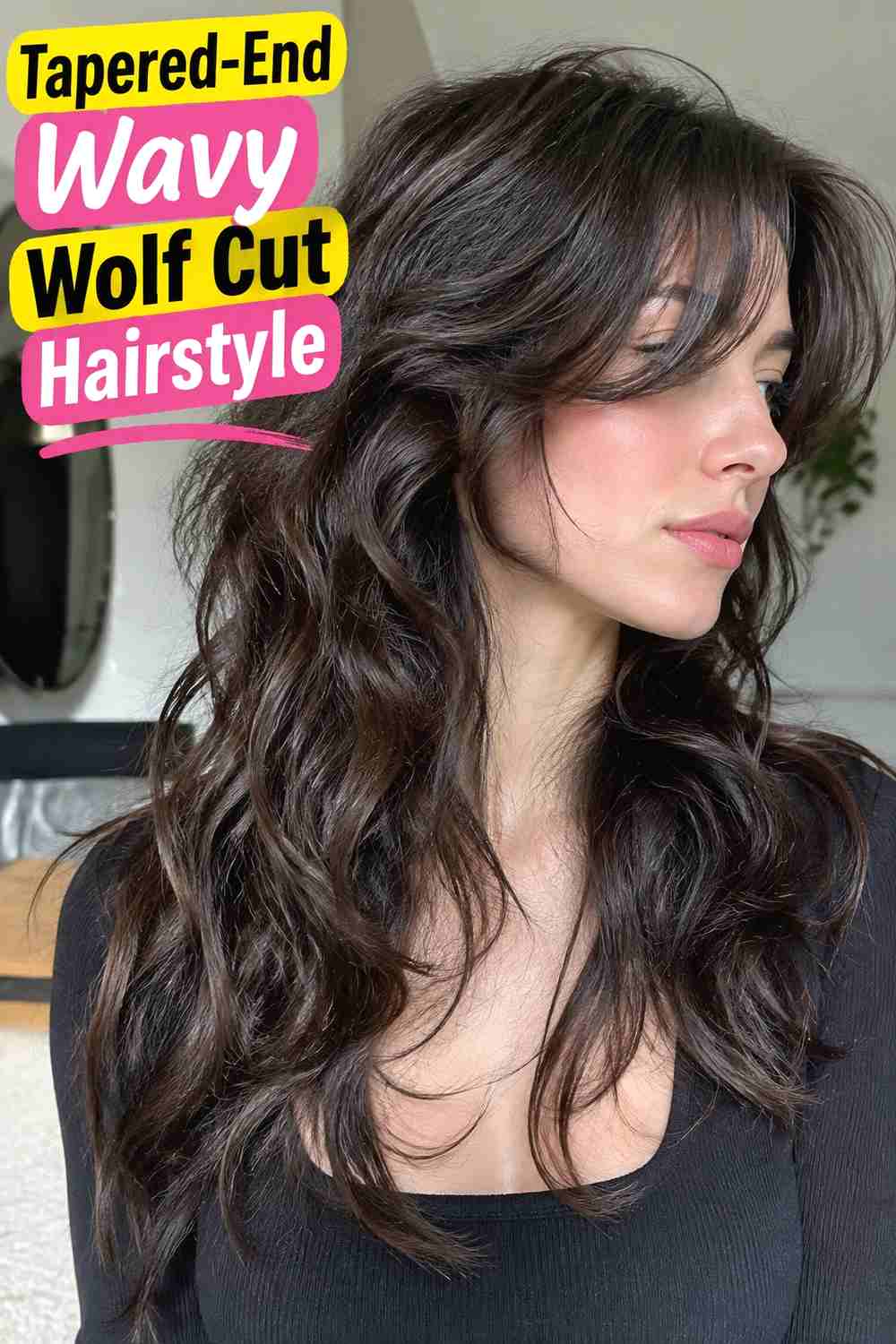 11. Tapered End Wavy Wolf Cut Hairstyle