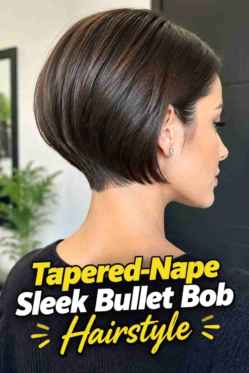 9. Tapered Nape Sleek Bullet Bob Hairstyle