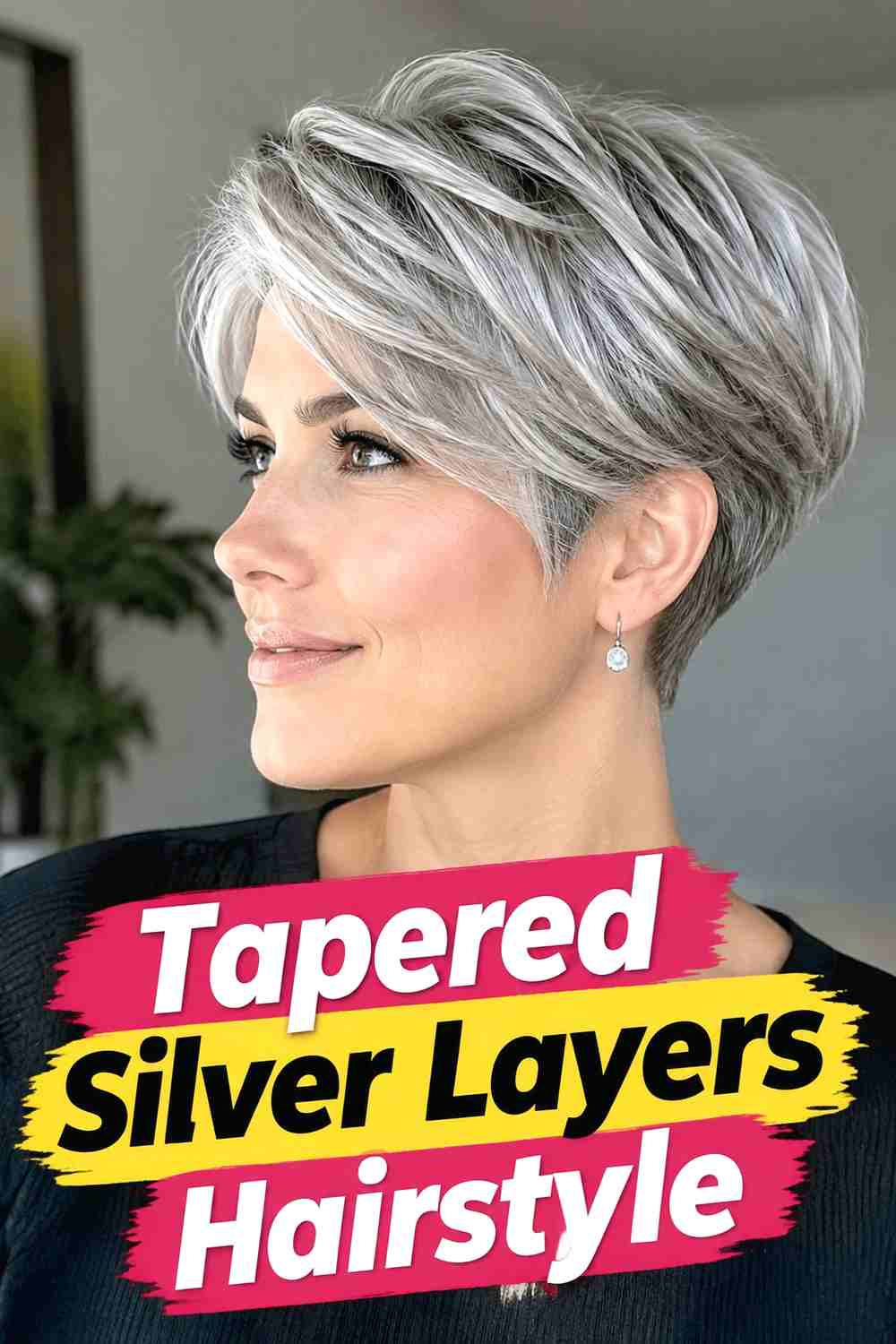 9. Tapered Silver Layers Hairstyle