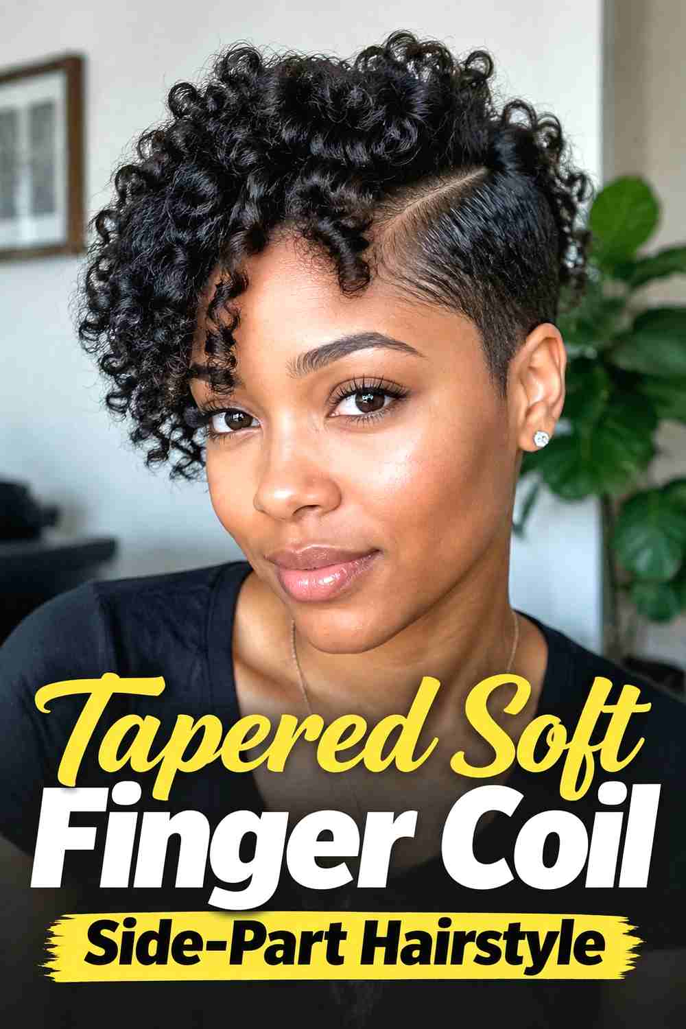 9. Tapered Soft Finger Coil Side Part Hairstyle
