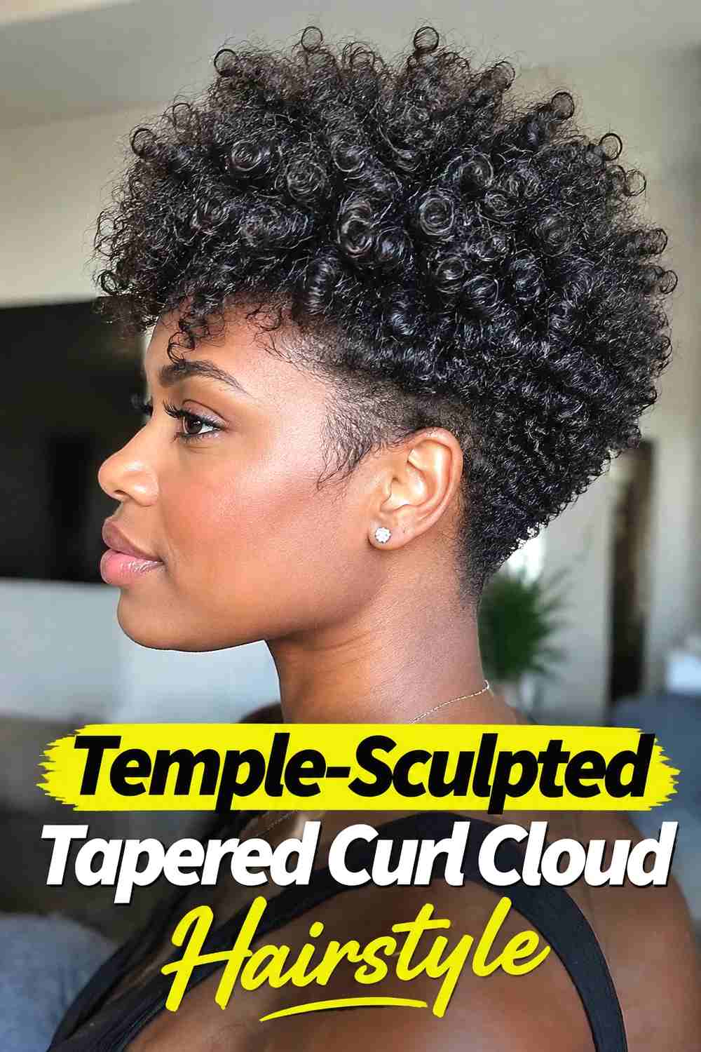 10. Temple Sculpted Tapered Curl Cloud Hairstyle
