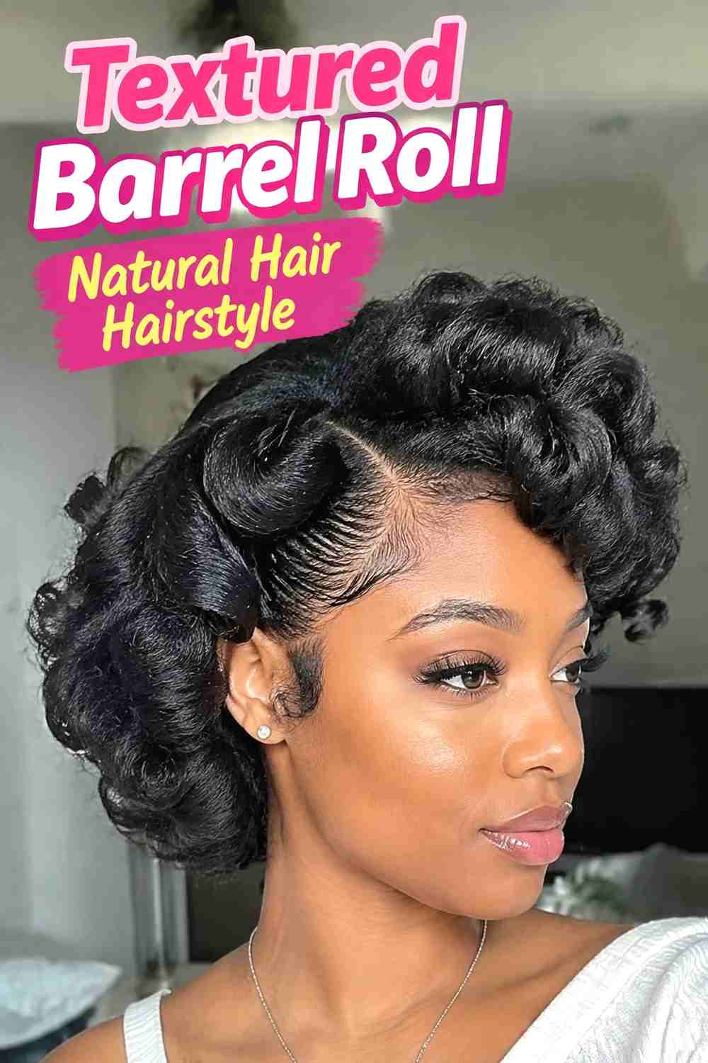 18. Textured Barrel Roll Natural Hair Hairstyle